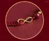 Charm Bracelets Natural Cinnabar Handmade Woven Infinity Symbol Lucky Red String For Protection Buddha Bangle Jewelry