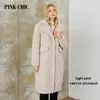 Kvinnors dikerockar rosa chic 2024 Winter Coat Women Down Jackets quiltade faux päls huva långversion parka kvinnlig w8263