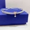 Swarovskis pulseira designer feminino qualidade original charme pulseiras coração torcido pulseira elemento feminino cristal único diamante pulseira