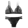 Conjuntos de sutiãs mulheres v pescoço sexy fio livre roupa interior bralette lingerie renda backless cordão terno apertado lenceria