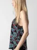 Tanques de mujer Verano 2024 Mujeres Seda Sling Tops Sexy Encaje Costura Estampado floral Sin mangas Con cuello en V Señora Off-Hombro Camisole