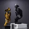 Accesorios para la decoración del hogar silencio es estatua dorada de escultura de rostro humano abstracto africano 210827286n