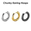 Hoop örhängen 20 stycken x chunky örhänge hoops 5 mm tjock rostfritt stål huggie guld pläterad silver ton svart för kvinnor eller män