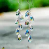 Boucles d'oreilles pendantes de fête pour femmes, longues pampilles brillantes en cristal, goutte d'eau, raisin, capteur de lumière, accessoires bijoux à la mode