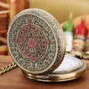 Pocket Watches Mayan Aztec Calendar Art Prophecy Culture Relief Pattern Bronze Quartz Watch Necklace Fob Chain Vintage Stylish Clock