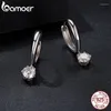 Çember Küpe Bamoer 925 Gümüş 0.5Ct Moissanite Ear Buckes Klasik Kadın Nişan Düğün Güzel Takı Hediyesi