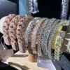 Utmärkt smycken armband hiphop 18k guld pläterad huvudstycke kedja fabrik grossist pris moissanit kubanska armband för män