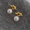 Stud Earrings PONYKISS 925 Silver Pearl Round Tie Knot For Women Classic Fine Jewelry Minimalist Geometric Accessories