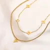 Niemals verblassende 18 Karat vergoldete Marken-Designer-Buchstaben-Anhänger-Halsketten, berühmte Damen-Kristall-Strass-Edelstahl-Choker-Neckl294t