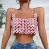 Débardeurs pour femmes Sexy Rose Coeur Forme Camis Tops Pour Femmes 2024 Tendance Creux Out Sparkle Glitter Camisole Dos Nu Night Club Wear Crop