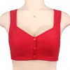 BRAS 36-52 B/C/D Bouton avant Sous-vêtements Soutien-gorge pour femmes en coton doux d'âge moyen sans anneau en acier Push Up Bralette