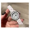 Женские часы Классические элегантные дизайнерские часы Женские модные простые часы 34 мм Керамика Женские наручные часы черного и белого цвета C849 Dhoyl