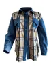 Women's Blouses 2024 Street Casual Single-breasted Plaid Cardigan DenimStitching Shirt Jacket Long-sleeved Blouse Overcoat