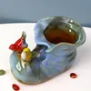Artesanato de cerâmica botas pequenas sapato forma vaso de flores vaso caneta recipiente de armazenamento de mesa vasos de plantio suculentos 240131