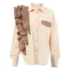 Cardigã de pescoço de algodão de algodão feminino Design assimétrico Design 3D Sleeve Styling Fashion Shirt confortável