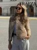 Giacche da donna TRAFZA Autunno Moda Donna Giacca in tweed Manica lunga Cammello Bottone Cappotti corti Donna Sfilacciata Corta Donna Elegante