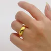 Baifu s Pure Plated Real 18k Yellow Gold 999 24k En Faced Men and Womens Wedding Couples; Ring for a Long Time Never Fade Jewel 240125