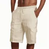 Hommes Shorts Printemps Hawaii Plage Été Hommes Solide Loisirs Multi-poches Vacances Casual Coton Fête Couleur Floral