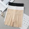 Calcinha feminina sem costura mulheres shorts de segurança cintura alta gelo seda roupa interior cor sólida boxer para meninas sob a saia tamanho L-XL