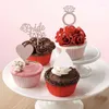 Ferramentas de bolo 12/24 peças, noiva para ser anel de diamante, toppers de cupcake, decorações de chá de panela, ouro rosa, materiais de festa de despedida de solteira