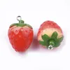 Charms 10Pcs Strawberry Resin Imitation Fruit Pendants For DIY Jewelry Keychain Making Earrings Necklace Bracelet Findings