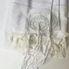 Judaica Israel Jewish Talit White Polyester Large Size Gadol Prayer Shawl Tallit With Bag 140x190cm