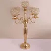 Decoração de festa 10pcs 75cm de altura peça central de mesa acrílico ouro 5 braços candelabros de casamento de cristal fornecimento301v