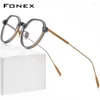 Оправы для солнцезащитных очков FONEX, ацетатные титановые очки, оправа для мужчин, винтажные многоугольные очки по рецепту, женские оптические очки для близорукости, очки