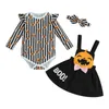 Kledingsets Mababy 0-18M Halloween Baby Meisjeskleding Leuke Pompoen Print Lange Mouwen Romper Jarretelrokje Hoofdband Outfit Kostuums