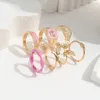 Bagues de cluster Bohème Papillon Kunckle Bague Ensemble Pour Femmes Rose Émail Mauvais Oeil Géométrique Charme Doigt Femelle Bijoux De Fête