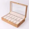 Charm Watch Box Organizer för män Wood 12 Slots Wholesale Träsmycken Boxörhängen Ring Smycken Pendant Storage Box Retro Fashion