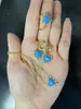 Necklace Earrings Set Heart Blue Turquoise Zirconia Stone Necklace/Earring/Ring For Women Gold Color 2024 Trending Fashion Accessories