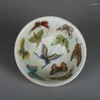 Dekorativa figurer kinesiska famille Rose Porcelain Qing Tongzhi Butterfly Design Teacup Cup 3,5 tum antik imitation gammal hantverk ornamen