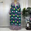 Etnische kleding 2024 Afrikaanse Abaya Mode Lange mouwen Moslim Islam Gewaad Katoen Afdrukken Bloemen Dame Zomer Maxi Casual Jurk met hoofddoek