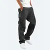 Men's Pants Outdoor Mens Cargo Black Cotton Pure Color Overalls Streetear Men Straight Trouser Pocket Sweatpants 5XL