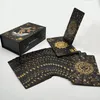 Luxe Finish Divinative Gold Foil Tarot Cards Fantastiska brädspeluppsättningar för förutsägelse med träkortstativ 240202