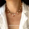 Halsketten Natürliche Süßwasser-Reisförmige Perlen-Zirkon-Anhänger-Halskette, verkupferte 14-Karat-Gold-Wickelhalskette
