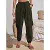 Kvinnors byxor avslappnad avsmalnande harem Löst fit Flax Kvinnor Summer Pant Two Piece Outfits för