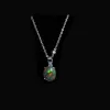Halsketten Csj Einfach OV7*9mm natürlicher schwarzer Opal Anhänger Sterling 925 Silber Äthiopien Edelstein für Frauen Schmuck Halskette Party Geschenk