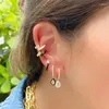 Hoopörhängen 925 Sterling Silver Ear Needle Bohemia White Emamel For Women Heart Pendant Fashion Party Jewelry Gifts