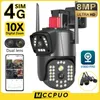 Mccpuo 4K 8MP 4G SIM Card Dual Lens PTZ Camera Screen AI Human Tracking WIFI Security CCTV Surveillance IP V380 PRO