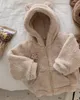 ジャケット2024冬の赤ちゃん長袖ヘッドコート幼児少女太いフリースジッパージャケット幼児少年ぬいぐるみ子供暖かい服
