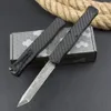 Factory Price Heretik II AUTO Tactical Knife Damascus Tanto Point Blade CNC Aviation Aluminum Handle Outdoor Camping Hiking EDC Pocket Knives with Nylon Bag