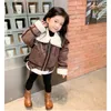 Jackets Baby Girls Woolen Fur Coat Winter Children's Clothes Korean Thickened Plush Warm Turn Down Collar Fashionable 4-12 Years V27