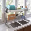 Stainless Steel Kitchen Cutlery Storage Rack Retractable Sink Cutting Board Bowl Spatula Drain Rack Kitchen Supplies Organizer 240122