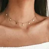 Stainless Steel Necklace for Women Gold Color 7 Star Choker Dainty Clavicle Chain Jewelry Not Faded