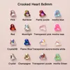 8x9 mm Crooked Peach Heart Gwóźdź Art Rhinestone Końca Dna dolne serce Mieszany kolor Lśniący 3D paznokcie