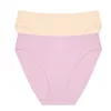 Women's Panties FINETOO 2PCS/Set Sexy Solid Color Lingerie Women Underwear Silky Female Briefs Comfortable Ladies Underpants