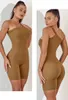 Aktywne zestawy fitness Jumpsuits Women Gym Sport Body Bodysuit Ubrania treningowe do zestawu jogi żebrowane kombinezon solidny odzież sportowa