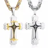 Pendant Necklaces Stainless Steel Chain Men Necklace Black Fleur-de-lis Cross Cadenas Para Hombre Long Chains 55 60 65 70cm NZ004290H